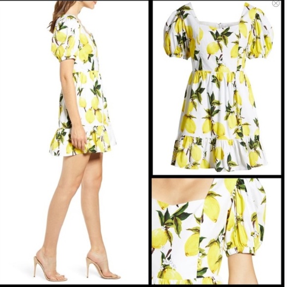 Lemon Puff Sleeve Mini Dress - Picture 6 of 7